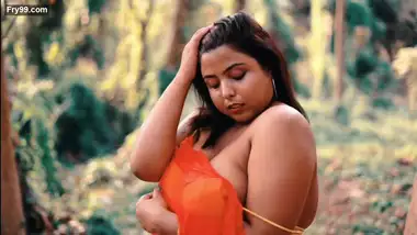 Indrani in Orange Saree Showing Nipples in Outdoor Photoshoot