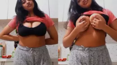 Cute chubby girl showing her big tankers